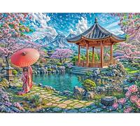 Puzzles for Adults,Jigsaw Puzzles for Adults 3000 Pieces Puzzle Home Challenging Educational Games DIY Home Decoration Puzzle Gifts,Tema:Mujer del jardín japonés