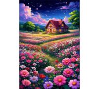 Puzzles for Adults,Jigsaw Puzzles for Adults 3000 Pieces Puzzle Home Challenging Educational Games DIY Home Decoration Puzzle Gifts,Tema:Cabaña de Flores de Campo