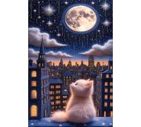 Puzzles for Adults,Jigsaw Puzzles for Adults 3000 Pieces Puzzle Home Challenging Educational Games DIY Home Decoration Puzzle Gifts,Tema:Gato Luna de Ciudad