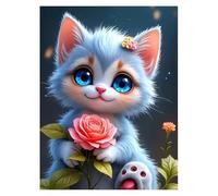 Puzzles for Adults,Jigsaw Puzzles for Adults 3000 Pieces Puzzle Home Challenging Educational Games DIY Home Decoration Puzzle Gifts,Tema:Gato con Flor de Rosa