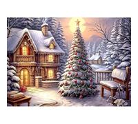 Puzzles For Adults, Jigsaw Puzzles For Adults 500 Pieces Puzzle Home Challenging Educational Games DIY Home Decoration Puzzle Gifts - Country Christmas Tree