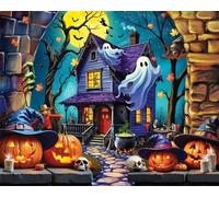 Puzzles for Adults,Jigsaw Puzzles for Adults 500 Pieces Puzzle Home Challenging Educational Games DIY Home Decoration Puzzle Gifts,Tema:Cabaña de Halloween