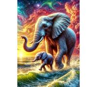 Puzzles For Adults, Jigsaw Puzzles For Adults 500 Pieces Puzzle Home Challenging Educational Games DIY Home Decoration Puzzle Gifts - Elephant Sea Scenery