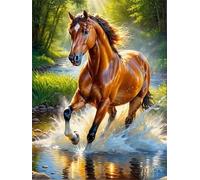 Puzzles For Adults, Jigsaw Puzzles For Adults 500 Pieces Puzzle Home Challenging Educational Games DIY Home Decoration Puzzle Gifts - Woods River Horse