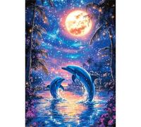 Puzzles For Adults, Jigsaw Puzzles For Adults 520 Pieces Puzzle Home Challenging Educational Games DIY Home Decoration Puzzle Gifts - Moonlight Sea Dolphins