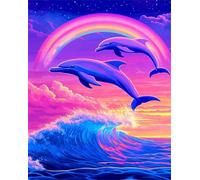 Puzzles For Adults, Jigsaw Puzzles For Adults 60 Pieces Puzzle Home Challenging Educational Games DIY Home Decoration Puzzle Gifts - Rainbow Dolphins
