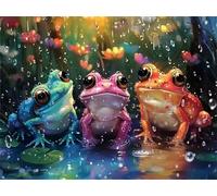 Puzzles For Adults, Jigsaw Puzzles For Adults 700 Pieces Puzzle Home Challenging Educational Games DIY Home Decoration Puzzle Gifts - Rainy Day Colorful Frogs