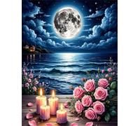 Puzzles for Adults,Jigsaw Puzzles for Adults 90 Pieces Puzzle Home Challenging Educational Games DIY Home Decoration Puzzle Gifts,Tema:Rosas del mar de la Luna