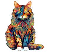 Puzzles - Madera | de Gato | Desafío Educativo para Adultos de Madera con Forma de Gato único para Familia Amigo hogar Pared Gatito Abstracto Regalos de Arte