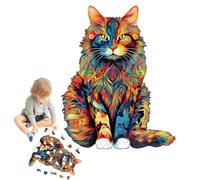 Puzzles - Madera | de Gato | Desafío Educativo para Adultos de Madera con Forma de Gato único para Familia Amigo hogar Pared Gatito Abstracto Regalos de Arte