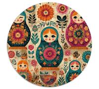 Puzzles matrioshka 1000 piezas redondas flores retro juego familiar antiestrés desafío difícil regalo creativo para adolescentes y adultos 1000 piezas (67,5x67,5 cm)