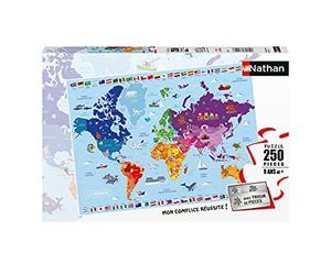 Puzzles Nathan- Puzzle 250 pièces-Carte du Monde Puzle Infantil, Color (Ravensburger 4005556868834)