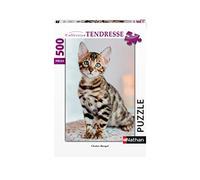 Puzzles Nathan- Puzzle de 500 Piezas, diseño de Gatito Bengal Cat Adulto, Multicolor, 49 x 36 cm (Ravensburger 4005556871230)