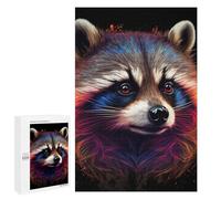 Puzzles para adolescentes 1000 piezas Coloridos rompecabezas de retrato de racoon para adultos Juegos de pensamiento Decoración del hogar Actividades divertidas en el hogar 1000 PCS