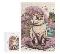 Puzzles para adolescentes 300 PCS Cherry Blossom Cat Fantasy -1 Puzzles para adultos Juegos de pensamiento Decoración del hogar Actividades divertidas en el hogar 300 PCS