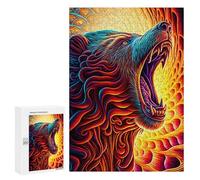 Puzzles para adolescentes 300 PCS Flaming Bear Artwork Puzzles para adultos Juegos Relajantes Corte Preciso Juego Desafiante Regalos 300 PCS