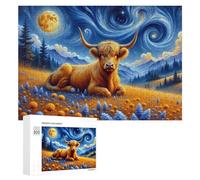 Puzzles para adolescentes 300 PCS Magical Night Vaca Paisaje Rompecabezas para adultos Juegos Relajantes Corte Preciso Juego Desafiante Regalos 300 PCS