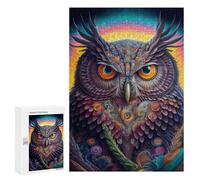Puzzles para adolescentes 300 piezas coloridas obra de arte de búho de fantasía -2 rompecabezas para adultos juegos de pensamiento decoración del hogar actividades divertidas en el hogar 300 piezas