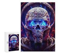 Puzzles para adolescentes 300 piezas de arte de calavera llameante -6 rompecabezas para adultos juegos relajantes de corte preciso juegos desafiantes regalos 300 piezas