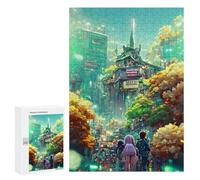 Puzzles para adolescentes 300 piezas Puzzle Neon Cityscape vibrante Urban Fantasy Puzzles para adolescentes Juguetes de bricolaje difíciles desafíos únicos regalos de cumpleaños 300 piezas