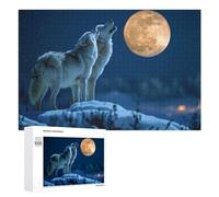 Puzzles para adolescentes Winter Wolves Howling at Moon Puzzles para adultos, juegos familiares divertidos y humorísticos, perfectos como regalos para toda la familia 1000 unids