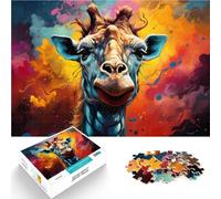 Puzzles para adultos 1000 piezas Art Jirafa Puzzles de juego estimulantes 50 x 70 cm con póster y hoja de preguntas