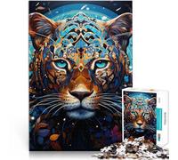 Puzzles para adultos 1000 piezas Art Leopard Puzzle Difícil 26 x 38 cm con póster surtido y hoja de preguntas para los 14 años
