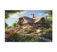 Puzzles para adultos, 1000 piezas, cabaña de pueblo de montaña, rompecabezas creativos de madera, juego práctico, decoración familiar (75 x 50 cm)