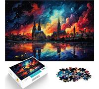 Puzzles para adultos 1000 piezas Catedral de Colonia con diseño de montaje de 50 x 70 cm, adecuado para decoración de oficina, adecuado para adolescentes de 14 años y más