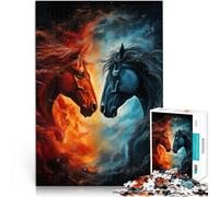 Puzzles para adultos 1000 piezas de dos caballos de fuego juego familiar para y 26 x 38 cm para regalar a toda la familia para adolescentes de 14 años y más
