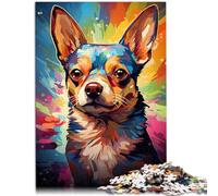 Puzzles para adultos 1000 piezas de fantasía Chihuahua perro arte juguetes de entretenimiento familiar 38 x 52 cm con póster y hoja de preguntas