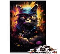 Puzzles para adultos 1000 piezas Dibujo Fantástico Gato Juguetes educativos Juegos de Familia 10.27 pulgadas x 14.96 pulgadas Anti-Stress Vacaciones en casa Matar el tiempo