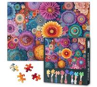 Puzzles para adultos 1000 piezas flores de colores arte floral ilustración botánica rompecabezas de papel premium actividad de alivio del estrés 70 x 50 cm
