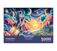 Puzzles Para Adultos 1000 Piezas Galactic Vibrant Swirls - Cartón Extra Grueso Puzzle De Entrenamiento Cerebral Astronaut Floating in Colorful Cosmic Vortex & Regalo De Inauguración De Casa 70x50cm/10