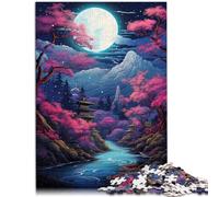 Puzzles para adultos 1000 piezas Hermosa Vista Nocturna del Monte Fuji Puzzle Juegos Educativos 26x38cm Mejorar el amor entre parejas