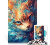 Puzzles para adultos 1000 piezas interesantes diseño de gato antiestrés, 50 x 70 cm, con póster y hoja de preguntas y respuestas surtidas.