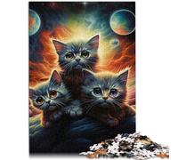 Puzzles para adultos 1000 piezas Magic Art Cat Game Juguetes para regalo familiar 26x38cm Adecuado para decoración de oficina para los 14 años