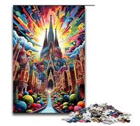 Puzzles para Adultos 1000 Piezas Psicodelia Colorida en Barcelona Patrón Montaje Ayuda al Cerebro Ejercita Juguetes Adictivos para Cultivar la Paciencia 75x50cm