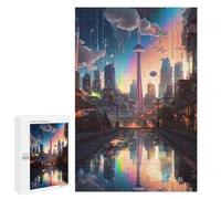 Puzzles para adultos, 1000 piezas Rainbow Cityscape Reflections Puzzles para adolescentes, juegos mentales, murales, regalos de Navidad y cumpleaños, 1000 unidades