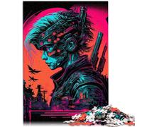 Puzzles para adultos 1000 piezas Robot de neón Montaje de patrón Ayuda al cerebro a entrenar juguetes adictivos para promover la paciencia 26 x 38 cm
