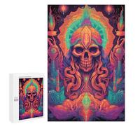 Puzzles para adultos, 1000 piezas, rompecabezas de arte de calavera vibrante para adolescentes, juegos de pensamiento, murales, regalos de Navidad y cumpleaños, 1000 unidades