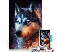 Puzzles para adultos 1000 piezas Rompecabezas de fuego animal Husky para el placer familiar es ideal como regalo para toda la familia de 14,96 pulgadas x 20,47 pulgadas para los 14 años