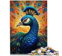 Puzzles para adultos 1000 piezas rompecabezas pavo real psicodélico desafío educativo 26x38cm juego estimulante y juego familiar para los 14 años y más