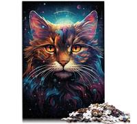 Puzzles para adultos 1000 piezas Space Magic Cat Pattern Assemblage 26x38cm Juego educativo para cumpleaños Navidad para 14 años y más