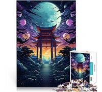 Puzzles para adultos 1000 piezas Torii Gate japonés - Juego estimulante de 38 x 52 cm con póster y hoja de preguntas y respuestas