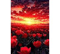Puzzles para Adultos 1000 Piezas, Tulipán Rojo Amanecer Puzzle, Educativo, Intelectual, descompresión, Divertido Juego Familiar Puzzles 1000 Piezas 75 x 50 cm