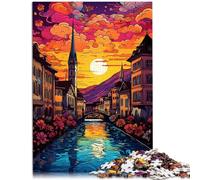 Puzzles para adultos 1000 piezas Zurich Casco antiguo Actividad familiar Puzzle 26x38cm es ideal como regalo para toda la familia