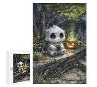Puzzles para adultos, 1000 Puzzles Cute Monster with Coffee and Pumpkin Puzzle para adultos, decoración de pared, ideal para padres y niños, 1000 unidades