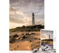 Puzzles para Adultos 1000 Puzzles Faro de Caños de Meca Cádiz Andalucía España Juguete Educativo Regalo de cumpleaños Juego Imposible con póster a Juego y Hoja de Trivia Tamaño 38x52cm