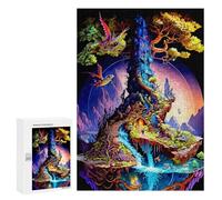 Puzzles para adultos 300 PCS Fantasy World with Tree Castle Puzzles para adultos: Juegos divertidos y regalos divertidos para amigos y familiares 300 PCS